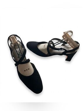 Ros Hommerson Black Strappy Slingback Heels Comfort Block Heel Women’s Size 8N